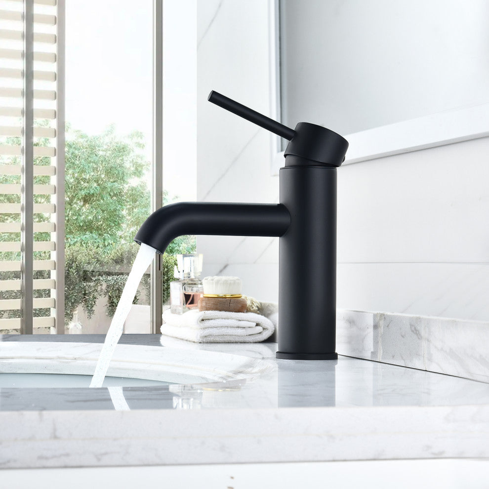 Tubize Single Hole Single-Handle Bathroom Faucet, Matte Black