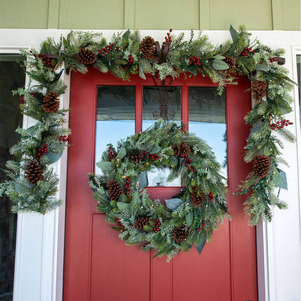 9' Artificial Christmas Garland with Lights, Winter Frost