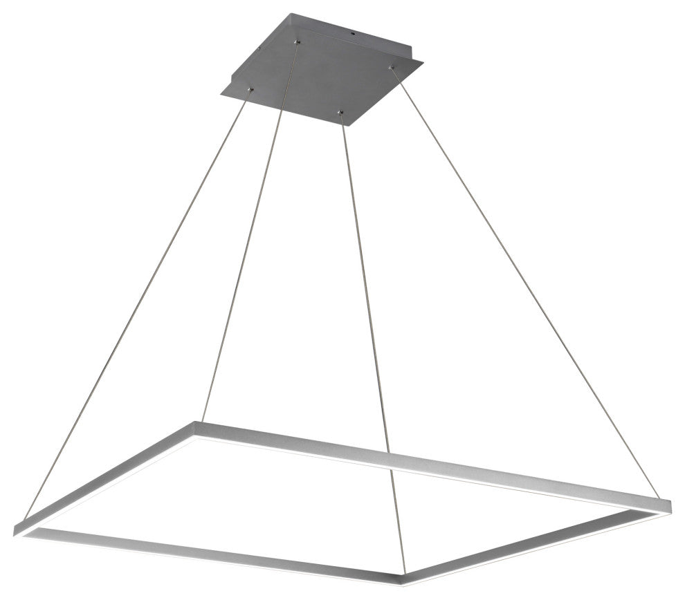 39" Atria LED Square Chandelier, Adjustable Suspension Fixture, Silver