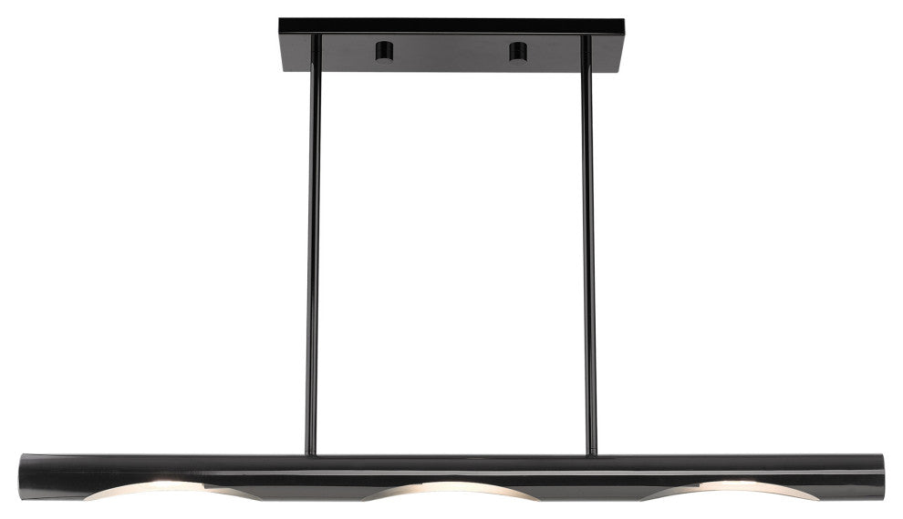 Black Chrome Contemporary, Minimal, Industrial, Urban, Sleek Linear Chandelier