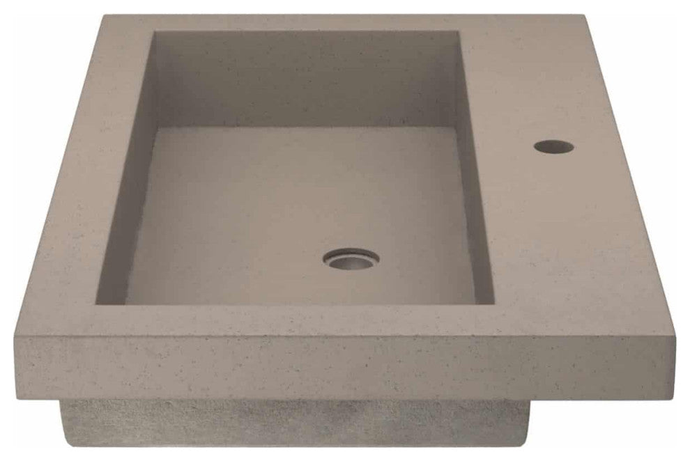 Trough 3019 Concrete Bathroom Sink, Earth, Single Faucet Hole