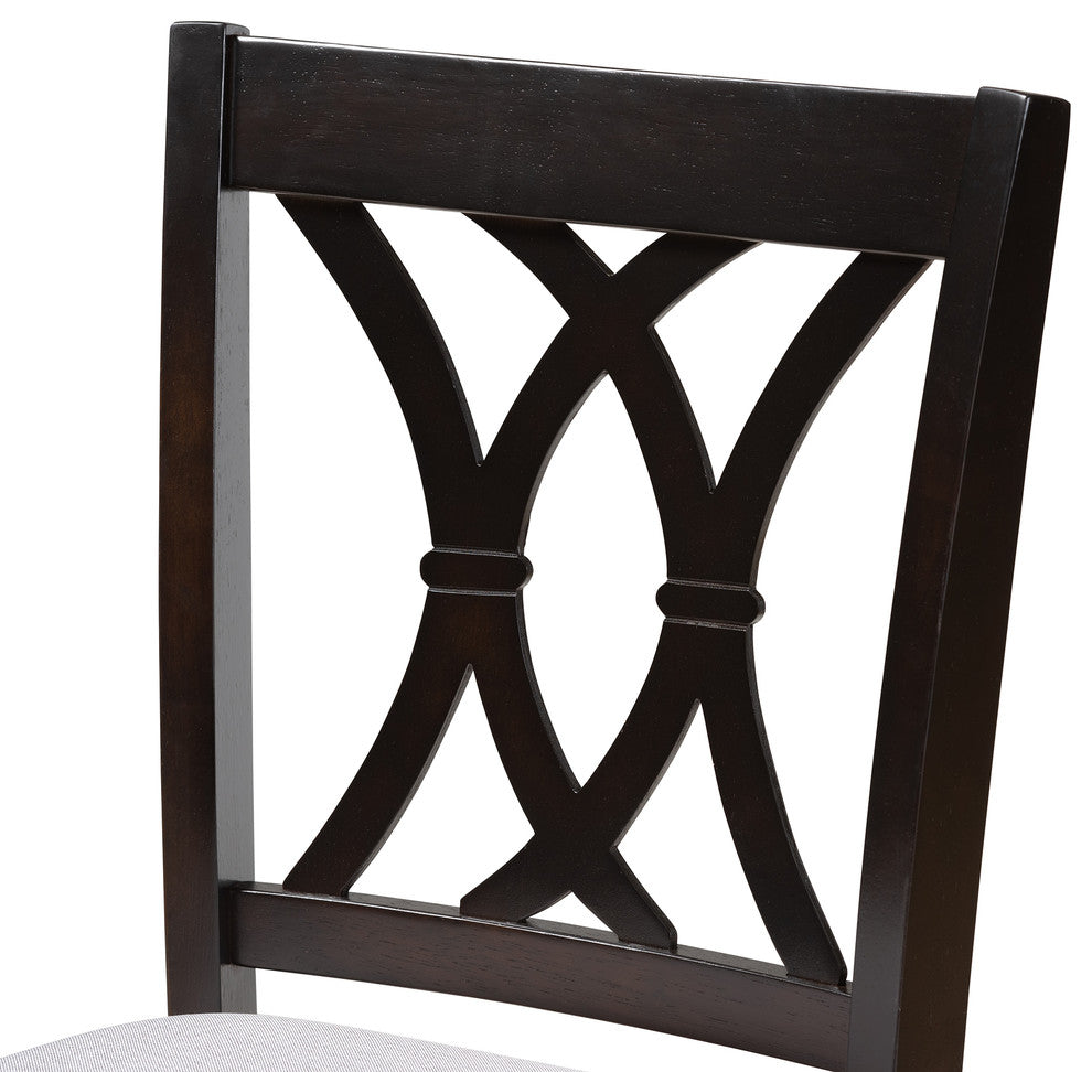 Narelle Gray Fabric Espresso Brown Finish Counter Height Pub Chairs, Set of 2
