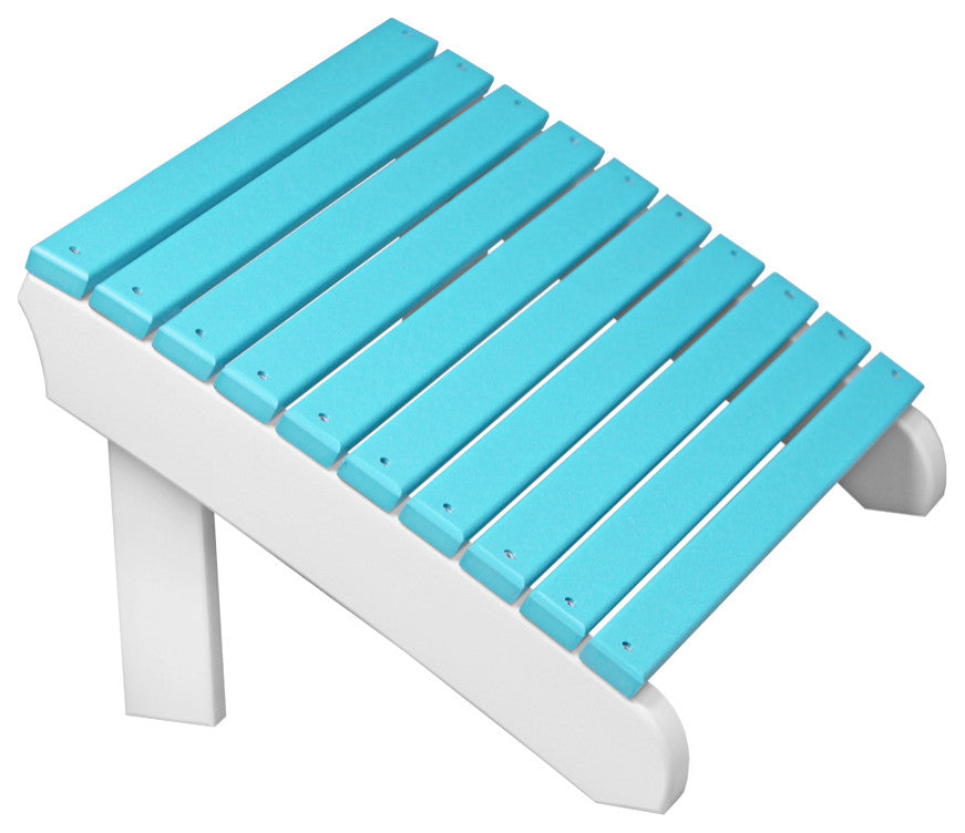 Poly Deluxe Adirondack Footrest, Aruba Blue & White