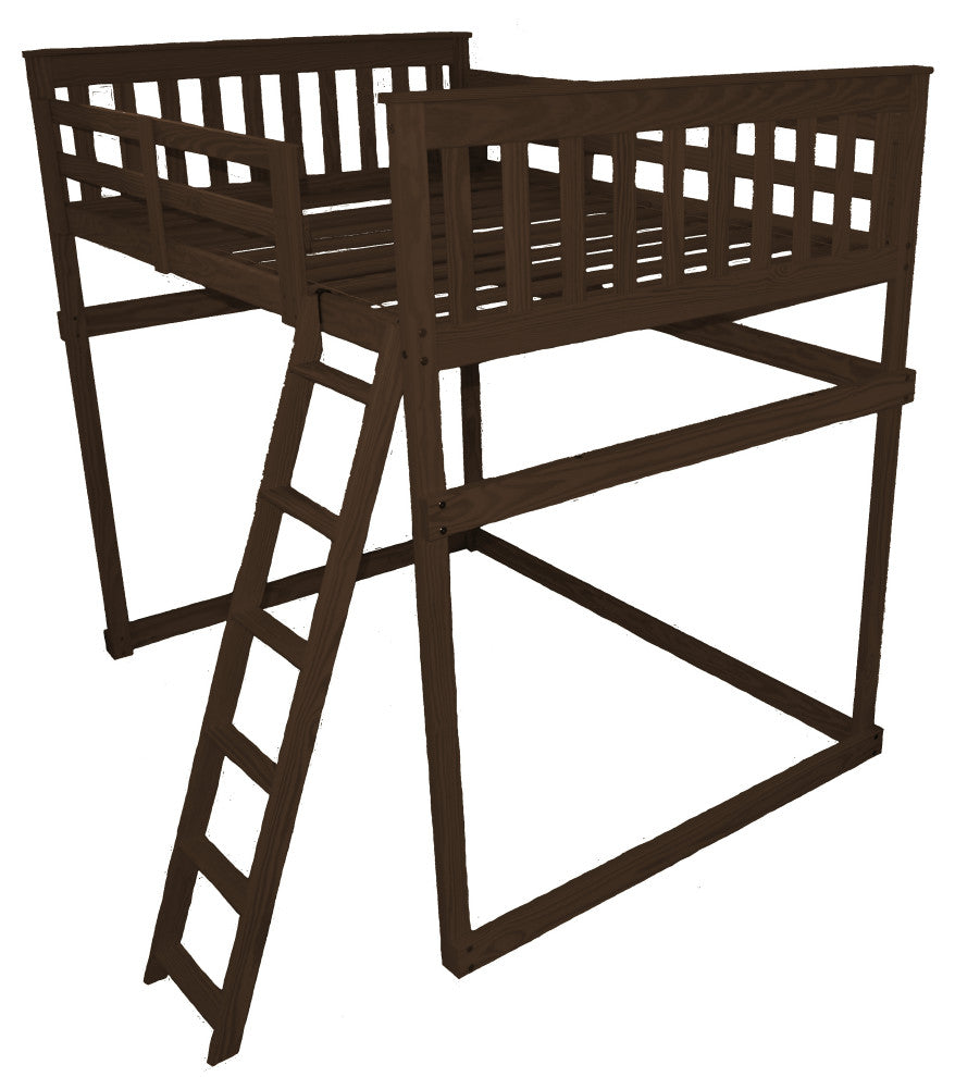 Mission Loft Bed, Rich Tobacco Stain, Full, Side Ladder