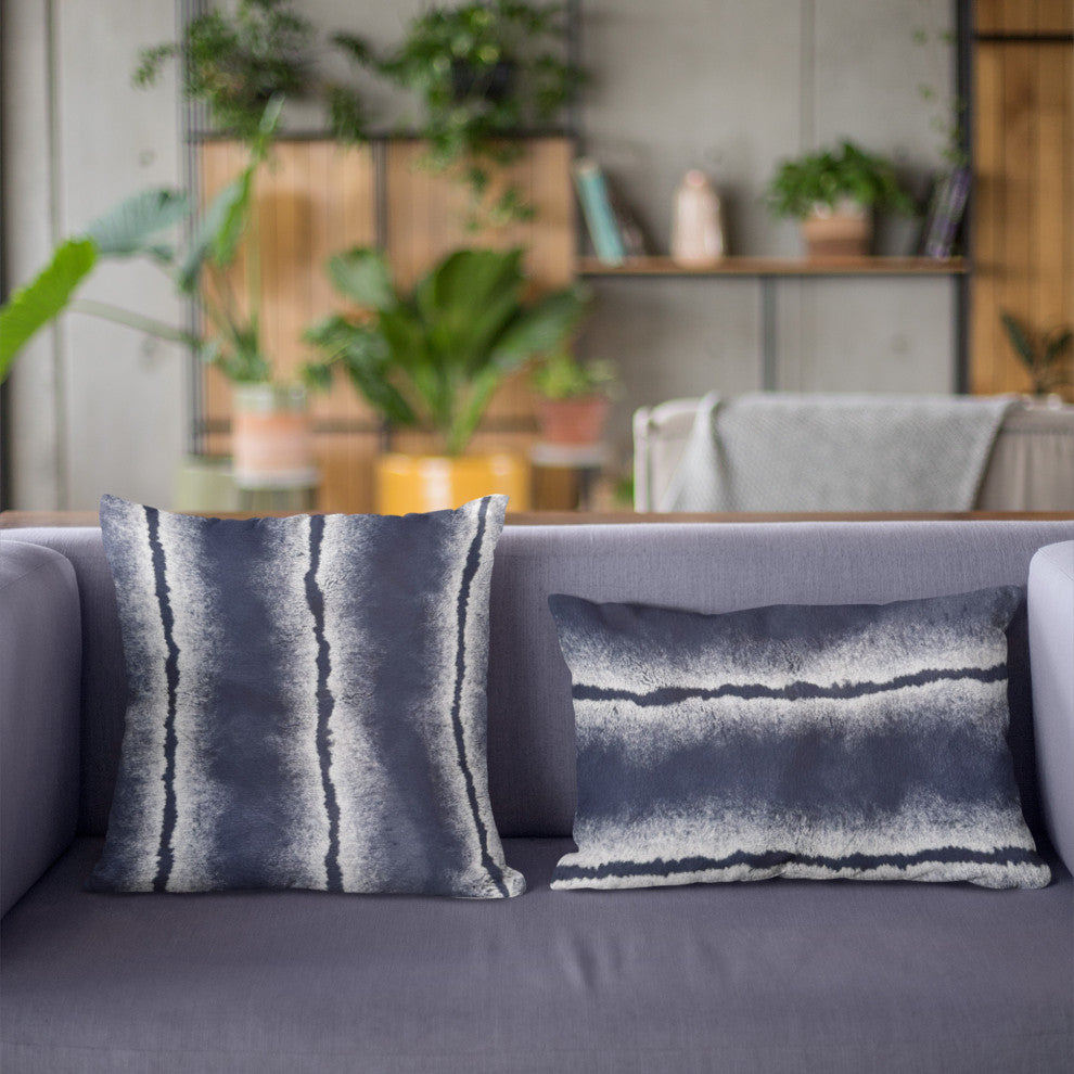 Plutus Navy Fluffy Fields Faux Fur Luxury Throw Pillow, Navy, 26" x 26"