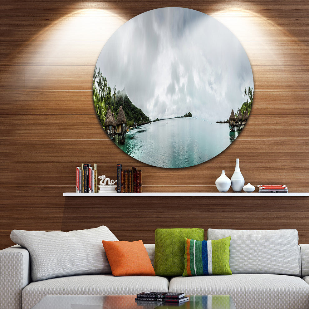 Amazing Bora Bora Panoramic View, Seascape Round Wall Art, 11"