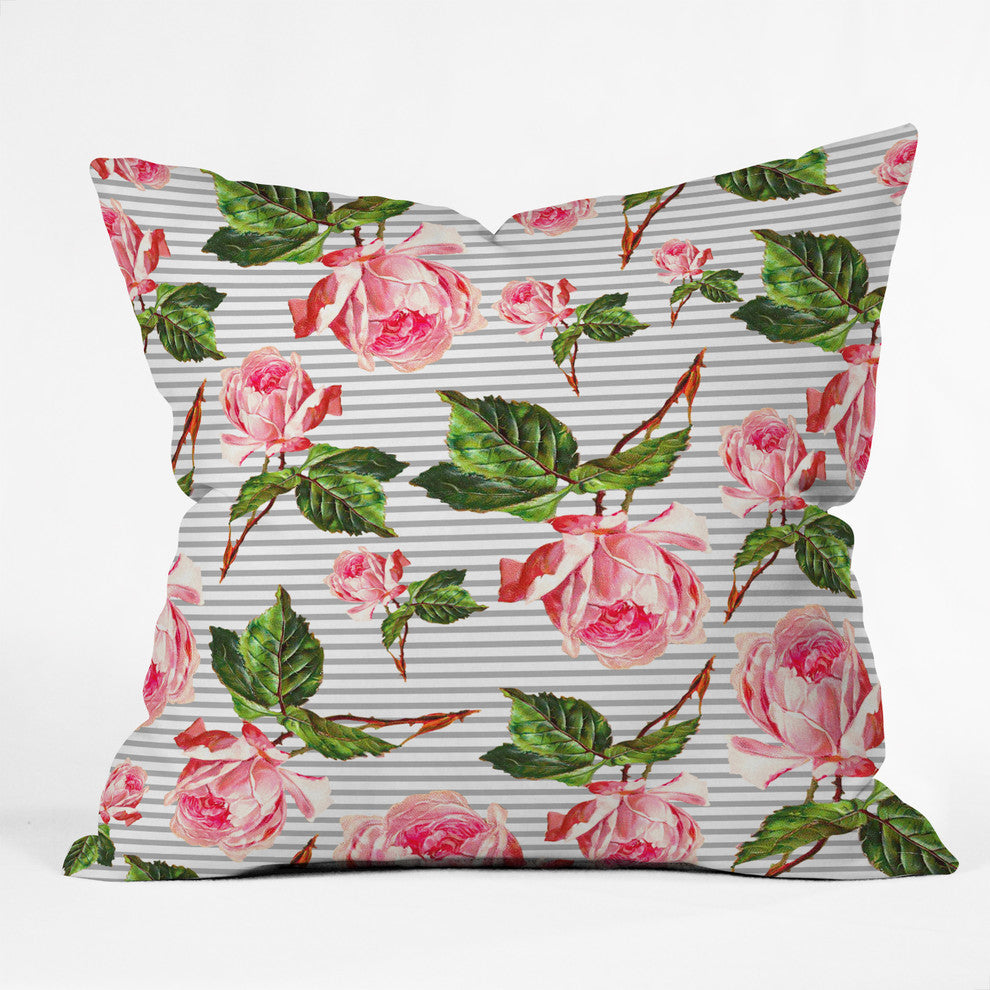 Deny Designs Allyson Johnson Roses And Stripes Outdoor Throw Pillow