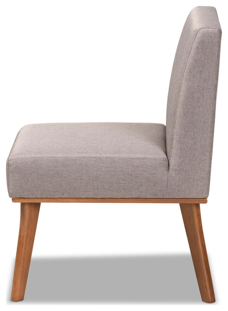 Christel Mid-Century Gray Fabric and Walnut Brown Wood Dining Chair