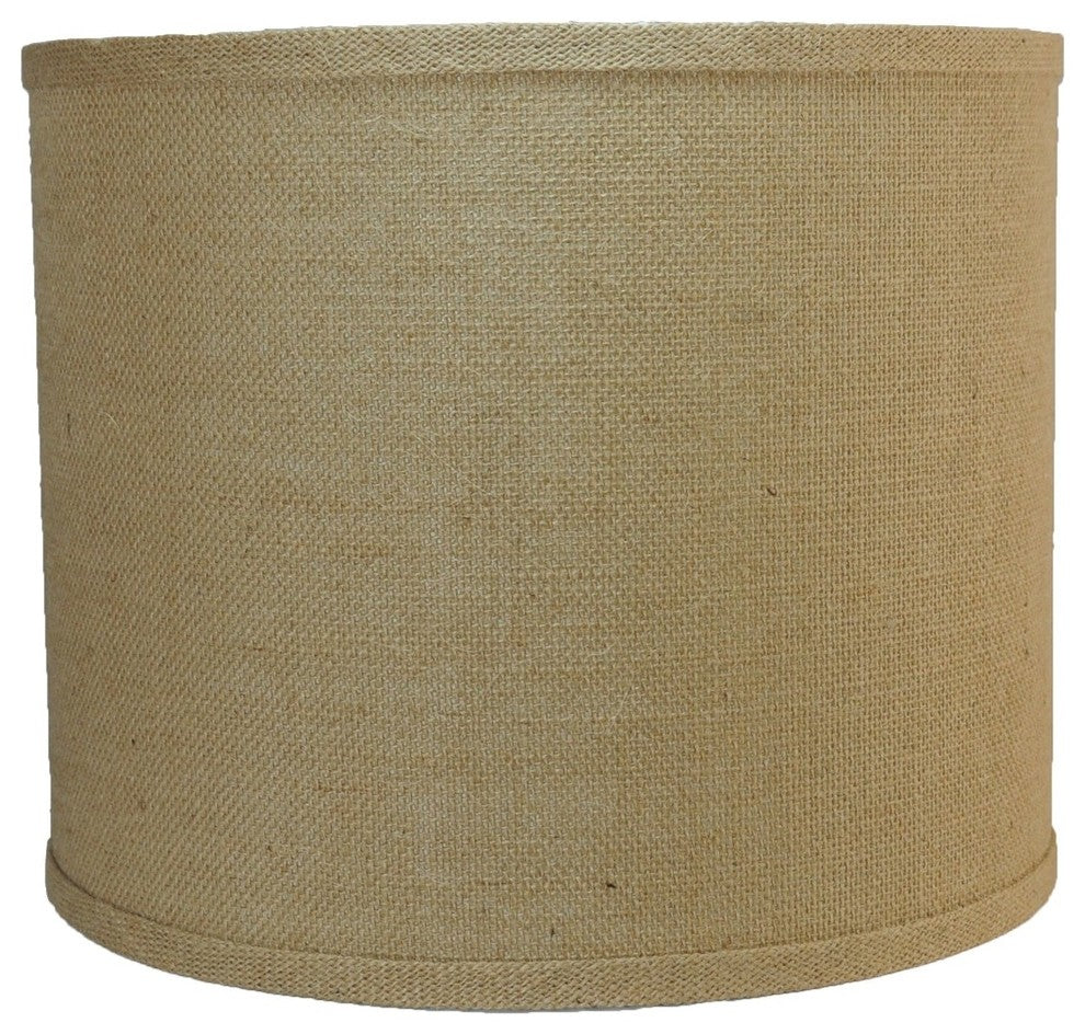 Classic Drum Burlap Lampshades, Natural Burlap, 12"