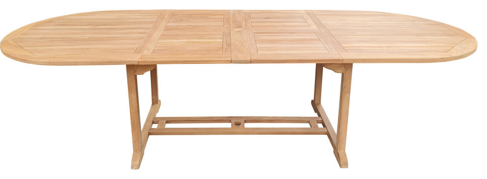 Teak Wood Santa Cruz Oval Double Extension Dining Table, 78 to 118"