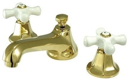 Kingston Brass Widespread Bathroom Faucet With Brass Pop-Up, Polished Brass