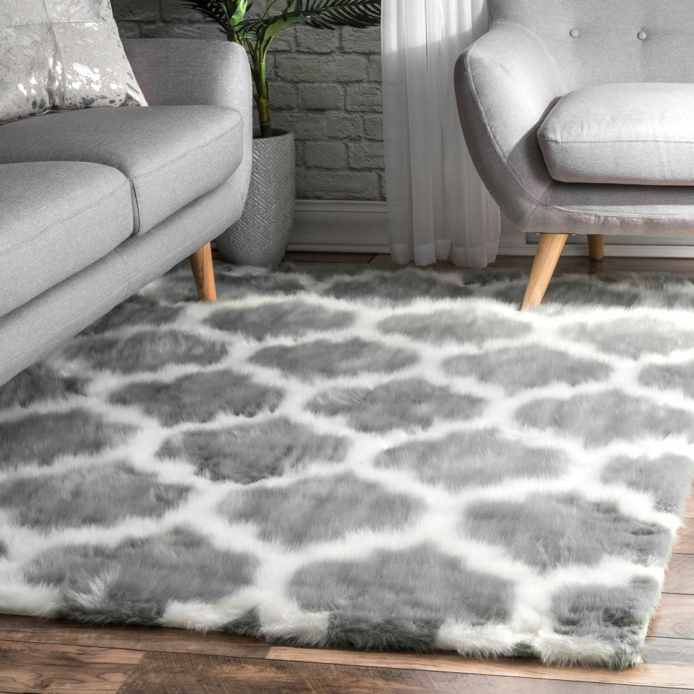 Nuloom Faux Sheepskin Shaunna Rug, Grey 5'Square