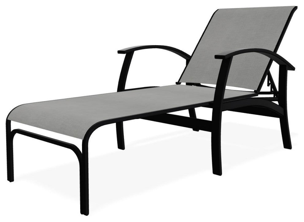 Belle Isle Sling 4-Position Outdoor Chaise Lounge, Alloy/Black
