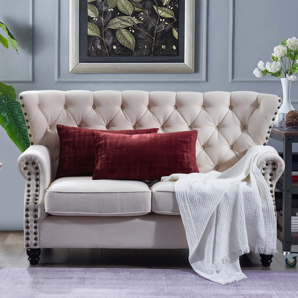 Velvet 2 Piece Lumbar Pillow Cover Set, Ruby Wine, 2 Piece, 14"x26"