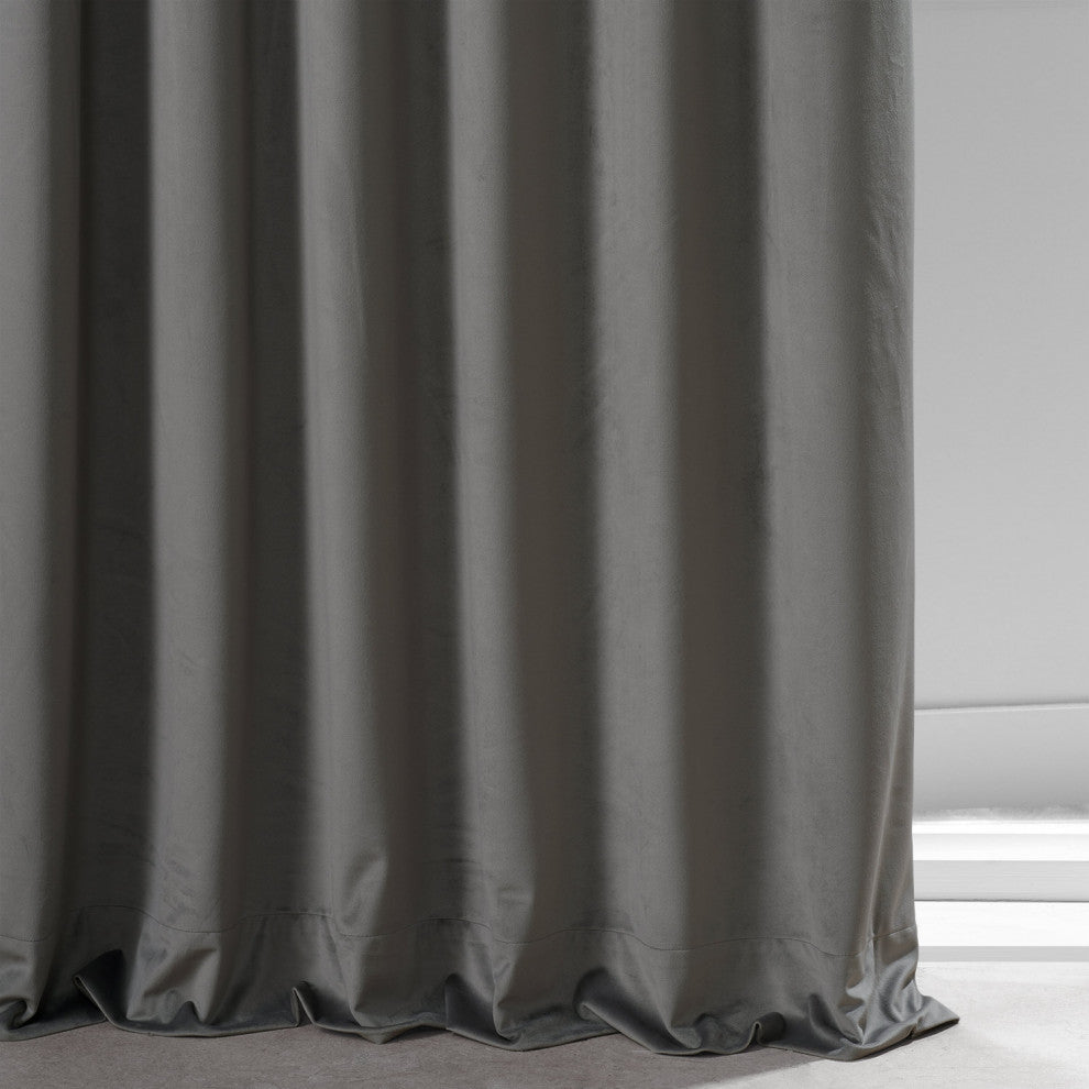 Signature Plush Velvet Blackout Curtain Single Panel, Nightlife Gray, 50"w X 84"l