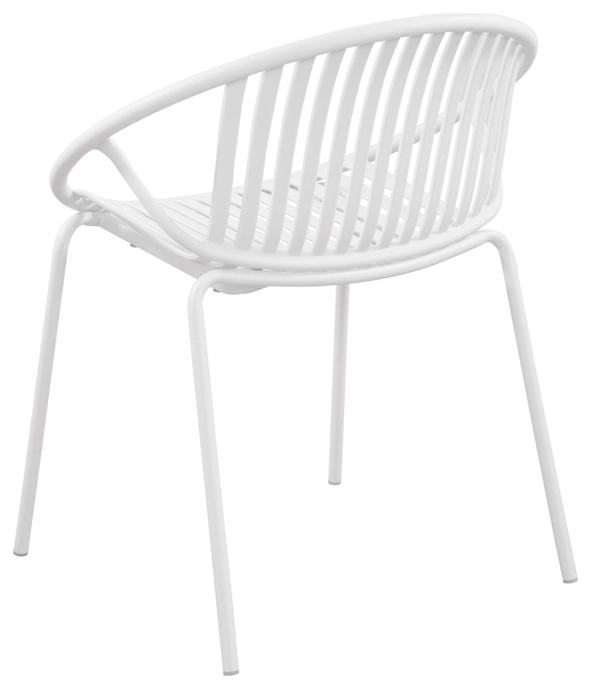 GDF Studio 7-Piece Outdoor Dining Set, Table & Stackable Chairs, White/Brown