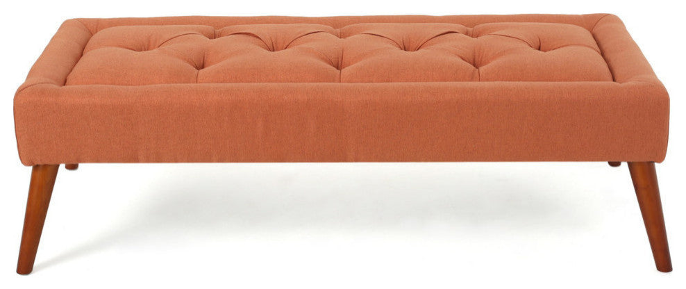 GDF Studio Pyram Mid Century Modern Ottoman Bench, Orange