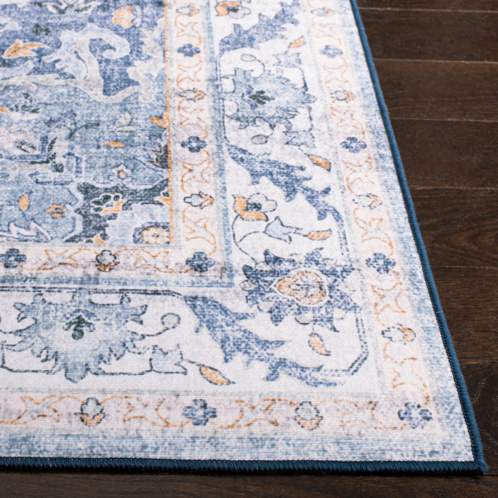 Safavieh Tucson TSN118 Rug Machine-Washable, Light Blue/Blue, 9'x12'