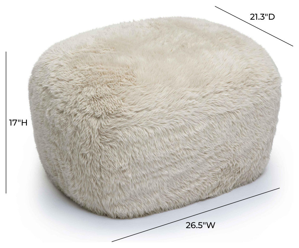 Britt Vegan Shearling Ottoman, Natural