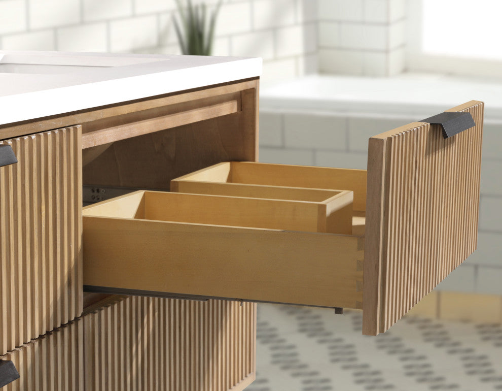 Ari Kitchen and Bath San Diego Bath Vanity, Weathered Fir, 55", Floating