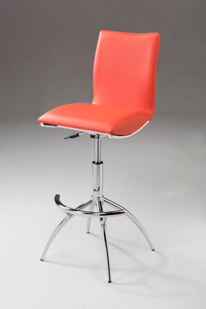 Orange Leatherette Swivel Bar Stool With Gas Lift