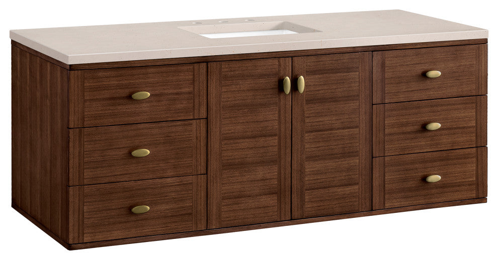 Amberly 60" Single Vanity, Mid-Century Walnut