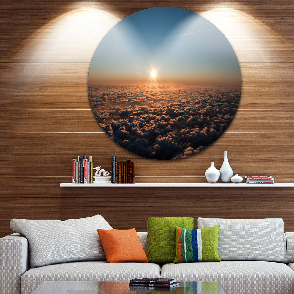 Sunset Above The Dark Clouds, Beach Round Wall Art, 36"
