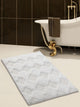 Bath Rug Cotton, 2 Piece Set, 24"x17" and 34"x21", White, Pattern Charlotte