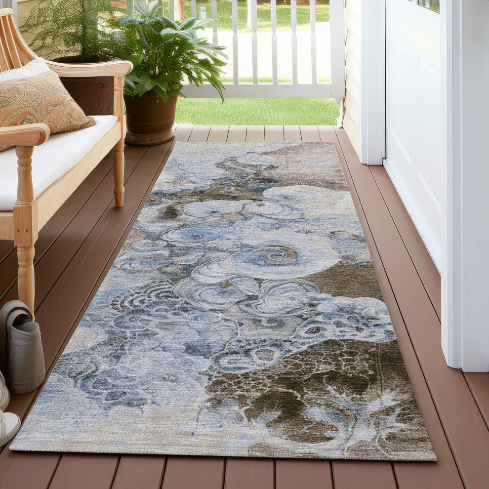 Machine Washable Indoor/Outdoor Chantille ACN1860 Taupe 2'3" x 7'6" Runner Rug