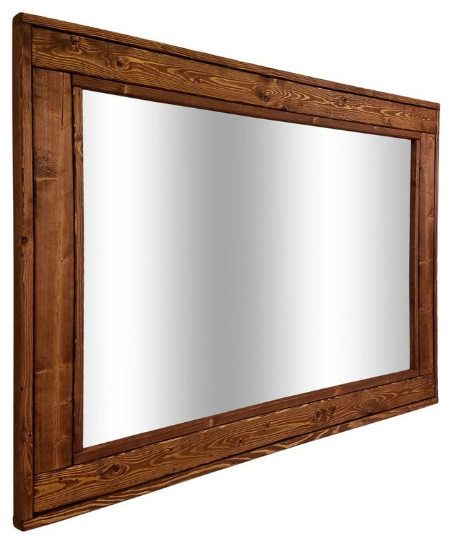 Herringbone Stained Vanity Mirror, English Chestnut, 30"x36", Vertical