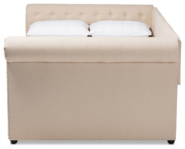 Mabelle Modern and Contemporary Beige Fabric Upholstered Full Size Daybed
