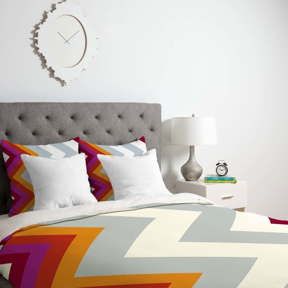 Deny Designs Karen Harris Modernity Solstice Warm Chevron Duvet Cover - Lightwei