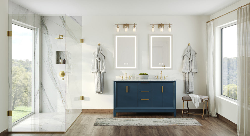 The Ezra Bathroom Vanity, Monarch Blue, 60", Double Sink, Freestanding
