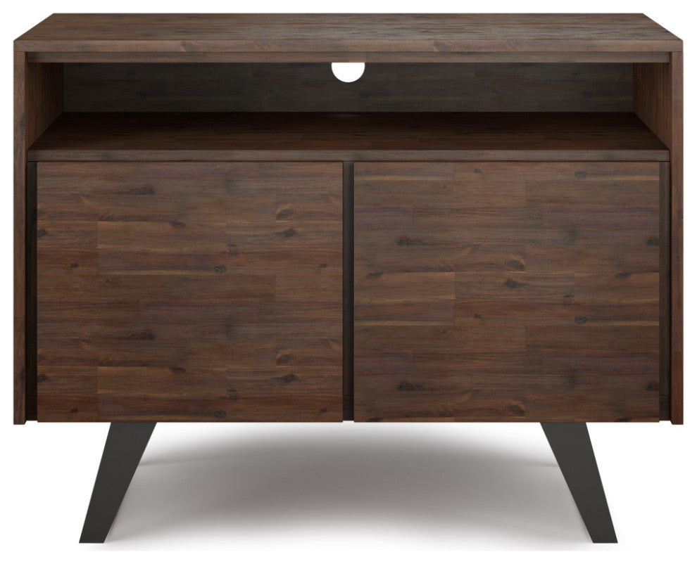 Lowry SOLID ACACIA WOOD TV Media Stand For TVs up to 70 inches, Charcoal Brown