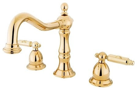 Kingston Brass Widespread Bathroom Faucet With Brass Pop-Up, Polished Brass