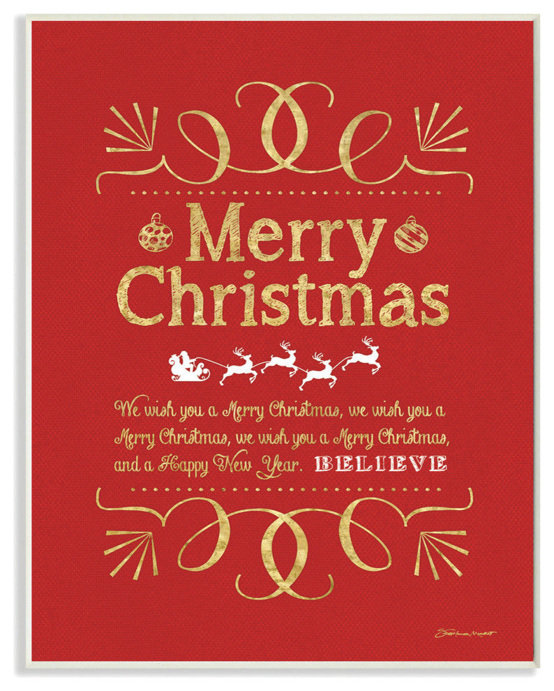 Merry Christmas Holiday Typography Art Wall Plaque
