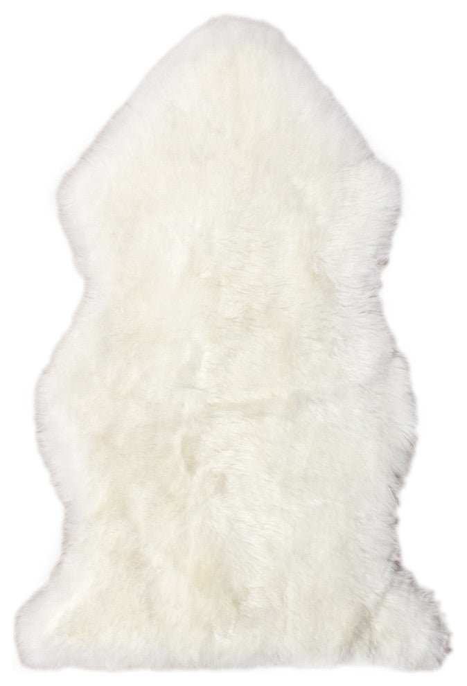 Genuine Sheepskin Rug, Ivory, Single Pelt