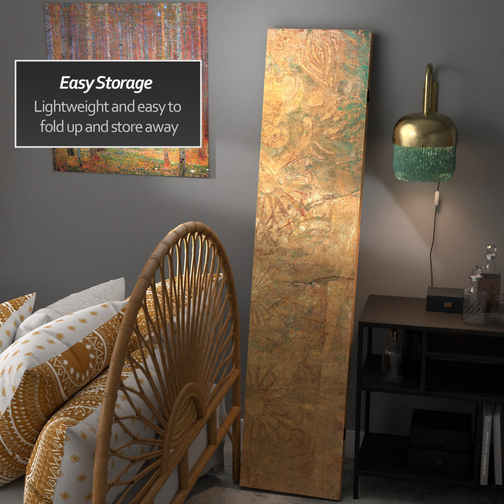 6' Tall Gilded Flowers Canvas Room Divider