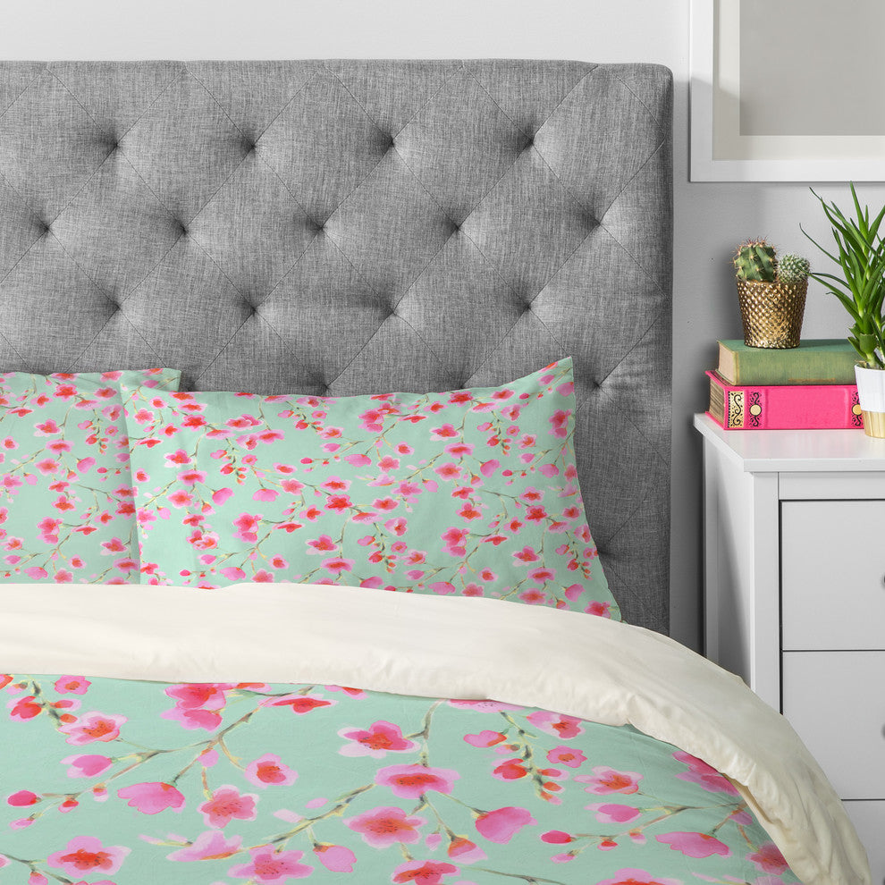 Deny Designs Jacqueline Maldonado Cherry Blossom Mint Pillowcase