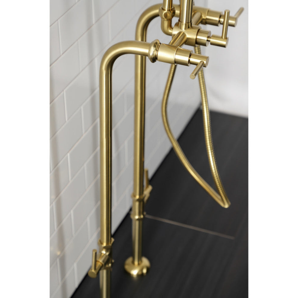 CCK8107DL Freestanding Tub Faucet With Supply Line, Stop Valve, Brushed Brass