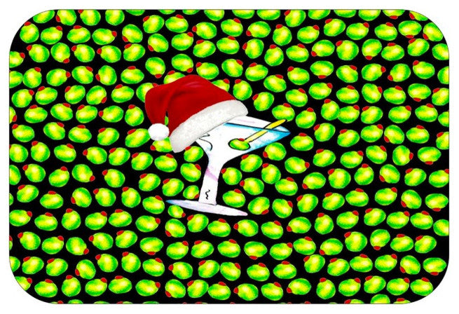 Santa Martini Plush Bath Mat, 30"x20"