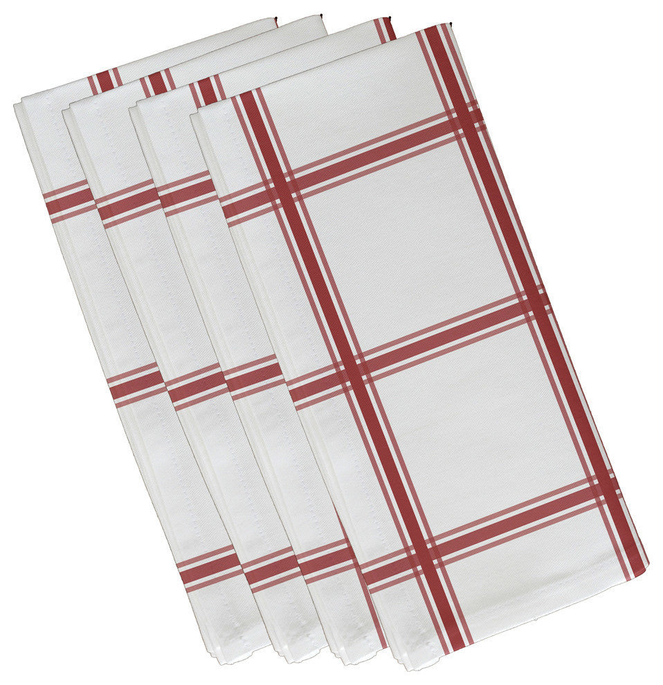 Windowpane Plaid Geometric Print Napkin, Burnt, Set of 4