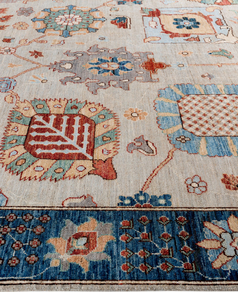 Oushak One-of-a-Kind Hand-Knotted Area Rug Light Gray, 8'1" x 9'9"