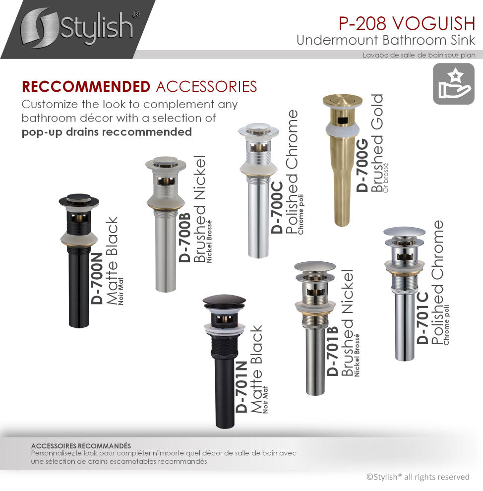 STYLISH 24" Rectangular Undermount Ceramic Bathroom Sink With 2 Overflow Finishe