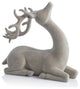 Flocked Sitting Deer Figurine Statue, Natural