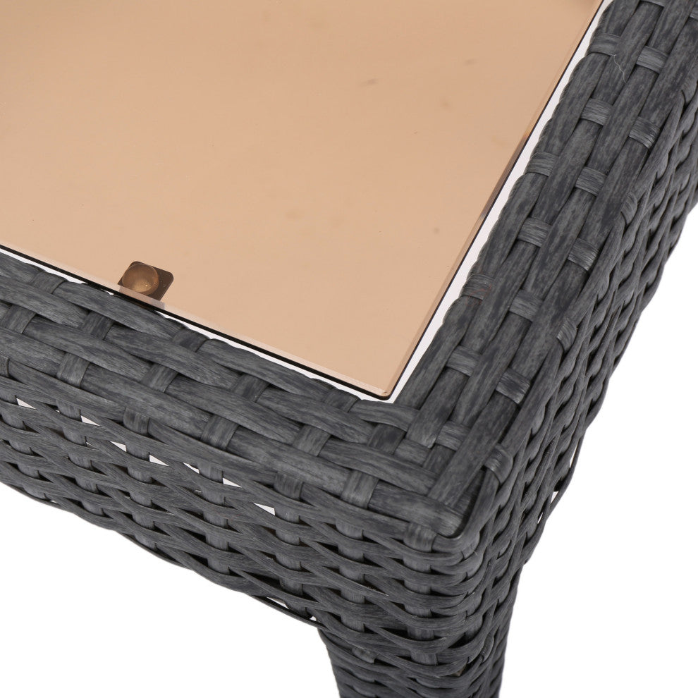 GDF Studio Jermaine Outdoor Gray Wicker Accent Table
