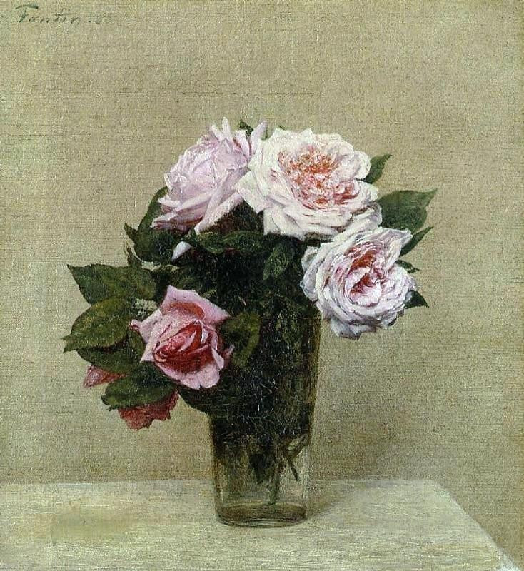 Henri FantinLatour Roses Roses Premium Canvas Print