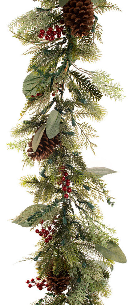 9' Artificial Christmas Garland with Lights, Winter Frost
