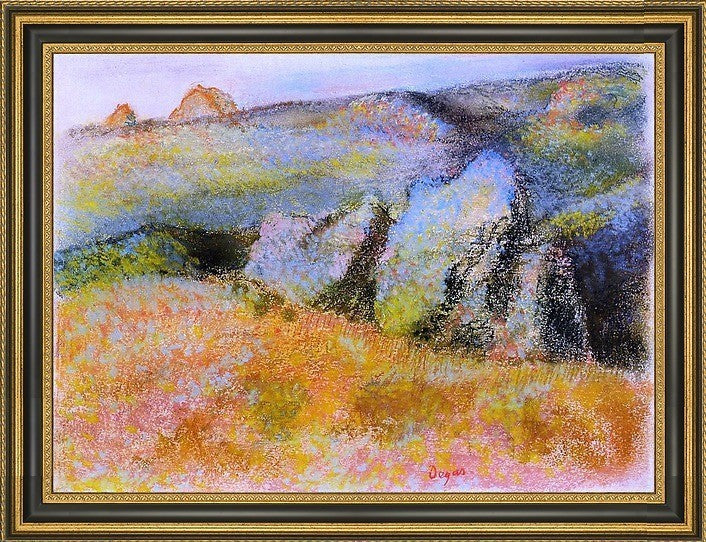 Edgar Degas Landscape With Rocks Framed Premium Canvas Print, 28"x21"