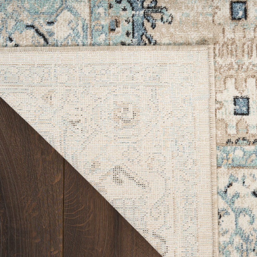Nourison Washable Decor 9' x 12' Taupe Blue Vintage Indoor Rug